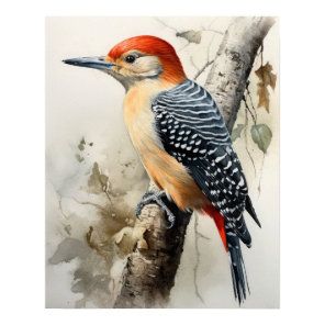 Red Bellied Woodpecker Bird Art Print Poster