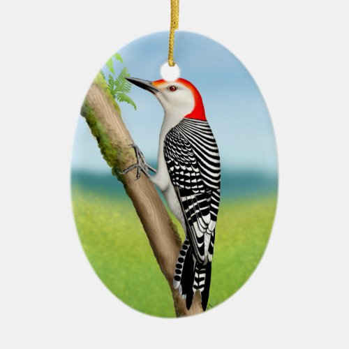 Red Bellied Woodpecker on Branch Ornament