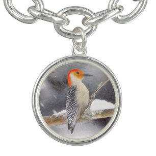 Red-Bellied Woodpecker Painting Original Bird Art Bracelet