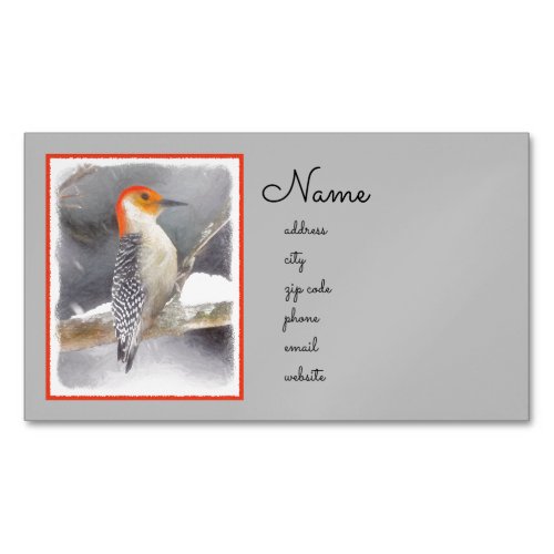 Red_Bellied Woodpecker Painting Original Bird Art Business Card Magnet