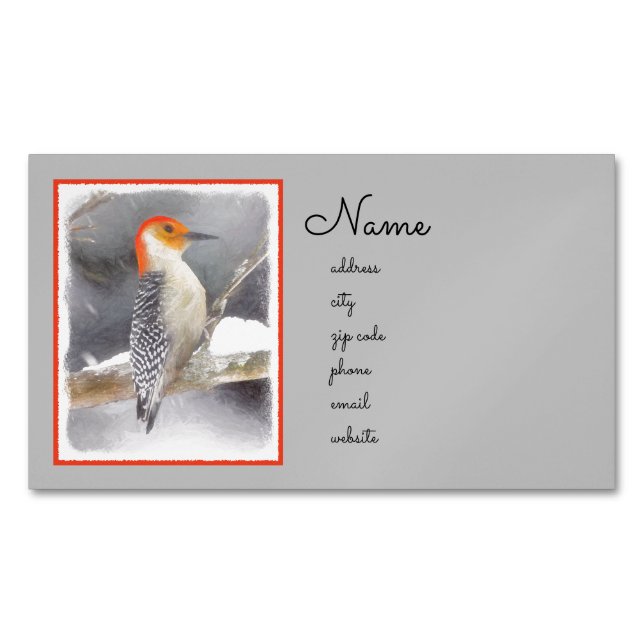 Red-Bellied Woodpecker Painting Original Bird Art Business Card Magnet (Front)
