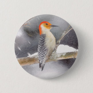 Red-Bellied Woodpecker Painting Original Bird Art Button