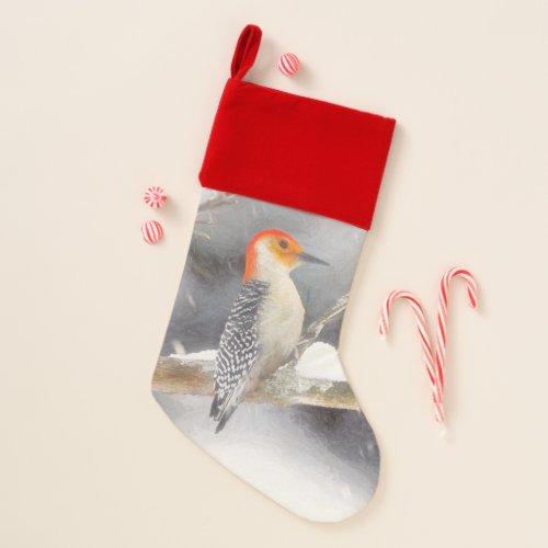 Red_Bellied Woodpecker Painting Original Bird Art Christmas Stocking