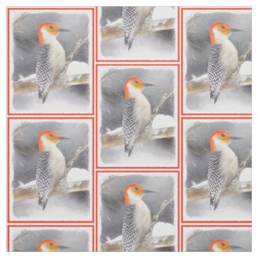 Red-Bellied Woodpecker Painting Original Bird Art Fabric