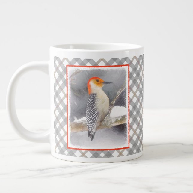 Red-Bellied Woodpecker Painting Original Bird Art Giant Coffee Mug (Left)