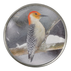 Red-Bellied Woodpecker Painting Original Bird Art Golf Ball Marker