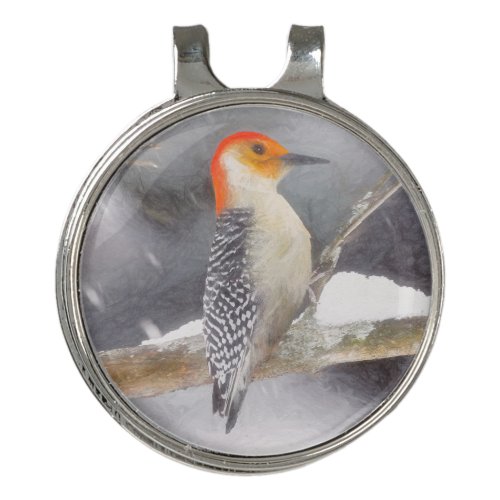 Red_Bellied Woodpecker Painting Original Bird Art Golf Hat Clip