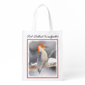 Red-Bellied Woodpecker Painting Original Bird Art Grocery Bag