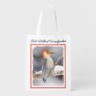 Red-Bellied Woodpecker Painting Original Bird Art Grocery Bag