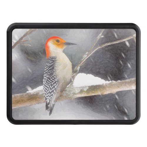 Red_Bellied Woodpecker Painting Original Bird Art Hitch Cover