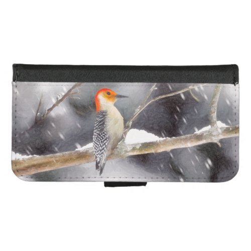 Red_Bellied Woodpecker Painting Original Bird Art iPhone 87 Wallet Case