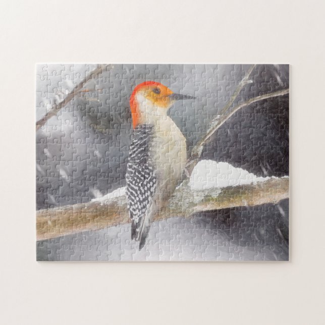 Red-Bellied Woodpecker Painting Original Bird Art Jigsaw Puzzle (Horizontal)