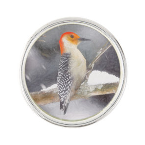 Red-Bellied Woodpecker Painting Original Bird Art Lapel Pin