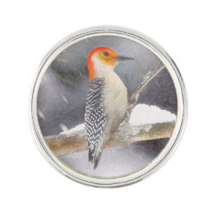 Red-Bellied Woodpecker Painting Original Bird Art Lapel Pin