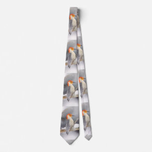 Red-Bellied Woodpecker Painting Original Bird Art Neck Tie