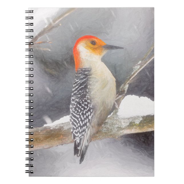 Red-Bellied Woodpecker Painting Original Bird Art Notebook (Front)