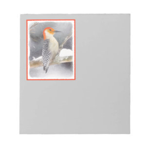 Red-Bellied Woodpecker Painting Original Bird Art Notepad