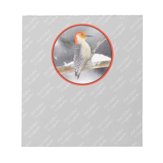 Red-Bellied Woodpecker Painting Original Bird Art Notepad (Front)
