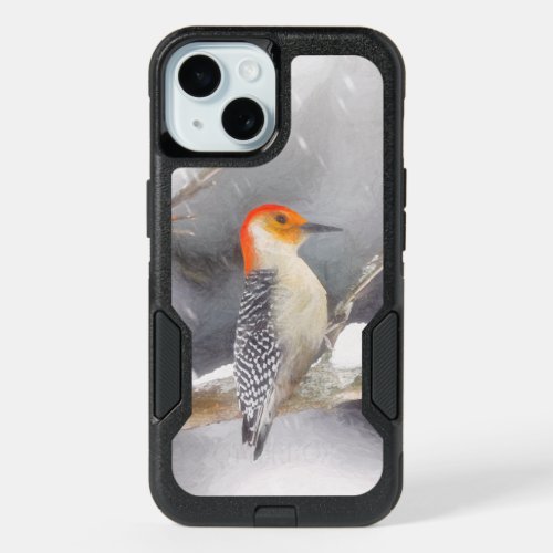 Red_Bellied Woodpecker Painting Original Bird Art iPhone 15 Case