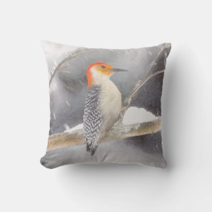 Red-Bellied Woodpecker Painting Original Bird Art Outdoor Pillow