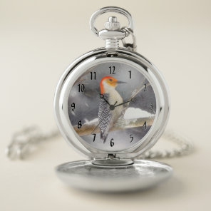 Red-Bellied Woodpecker Painting Original Bird Art Pocket Watch