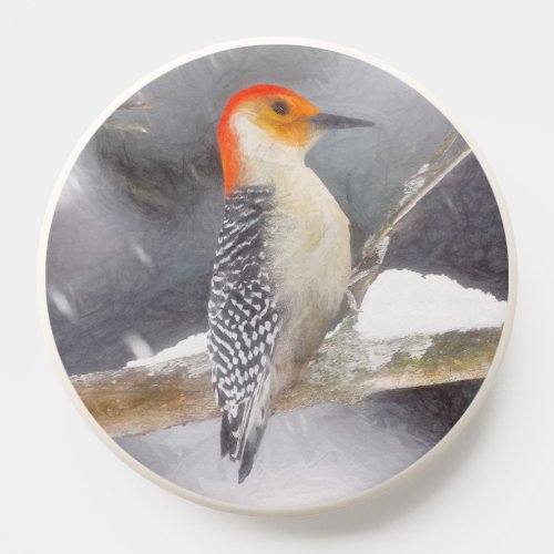 Red_Bellied Woodpecker Painting Original Bird Art PopSocket