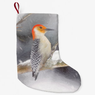 Red-Bellied Woodpecker Painting Original Bird Art Small Christmas Stocking
