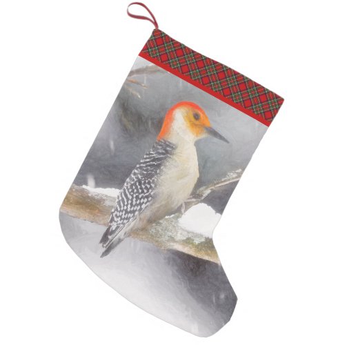 Red_Bellied Woodpecker Painting Original Bird Art Small Christmas Stocking