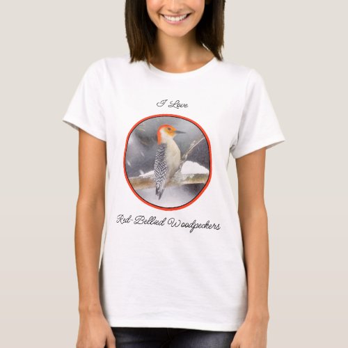 Red_Bellied Woodpecker Painting Original Bird Art T_Shirt