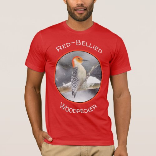 Red_Bellied Woodpecker Painting Original Bird Art T_Shirt