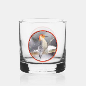 Red-Bellied Woodpecker Painting Original Bird Art Whiskey Glass