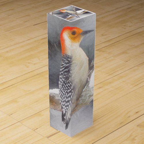 Red_Bellied Woodpecker Painting Original Bird Art Wine Box