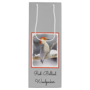 Red-Bellied Woodpecker Painting Original Bird Art Wine Gift Bag