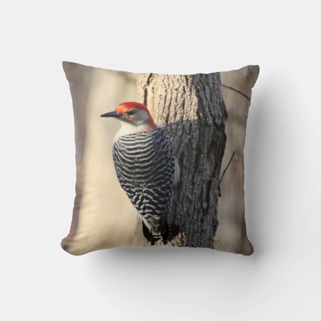 Red Bellied Woodpecker Throw Pillow (Front)