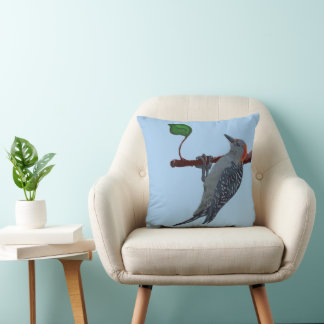 Red-bellied woodpecker throw pillow