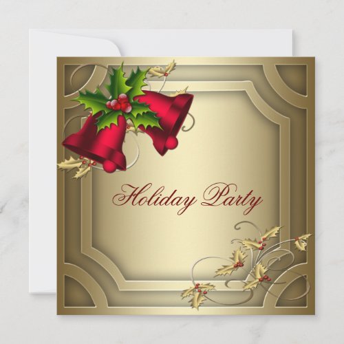 Red Bells Gold Corporate Christmas Party Invitation