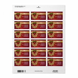 Red Bells Gold Holly Red Christmas Address Labels | Zazzle