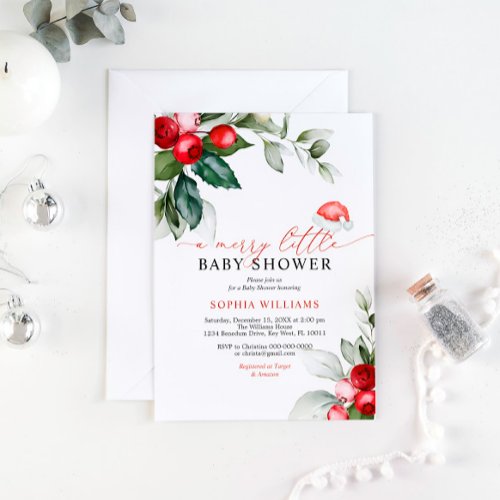 Red Berries A Merry Little Baby Shower Invitation