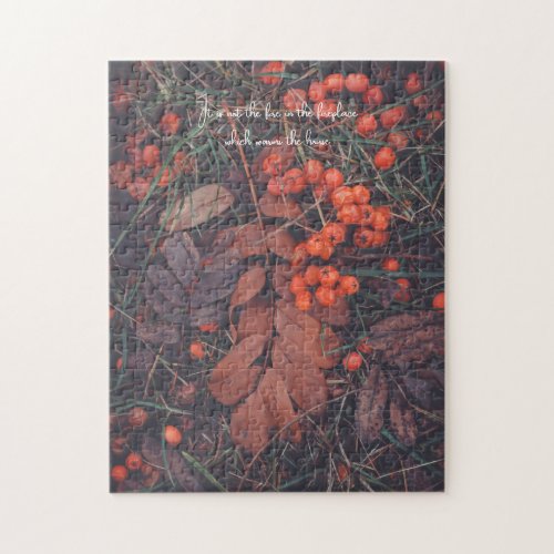 Red berries and brown autumn leaves  jigsaw puzzle