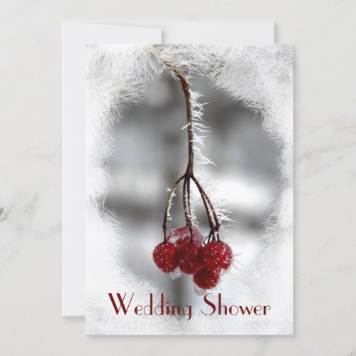 Frosty Red Berries Couples Wedding Shower Invites