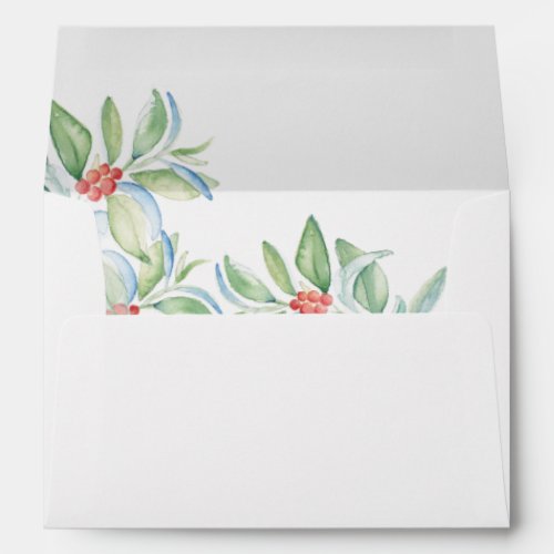 Red Berries and Holly Lined Envelope Christmas