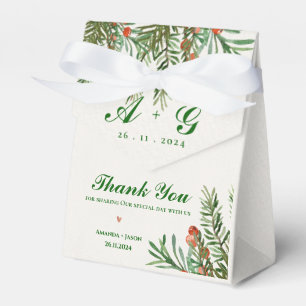 Red Berries And Leaves Festive Christmas Wedding Favor Boxes