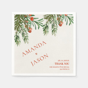  Red Berries And Leaves Festive Christmas wedding Napkins