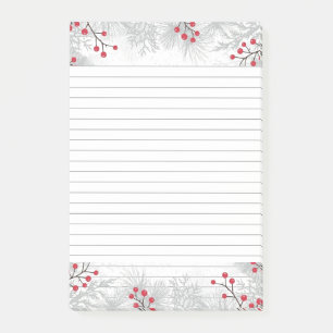 Red Berries and silver fir Post-It® Notes, 4" x 6" Post-it Notes