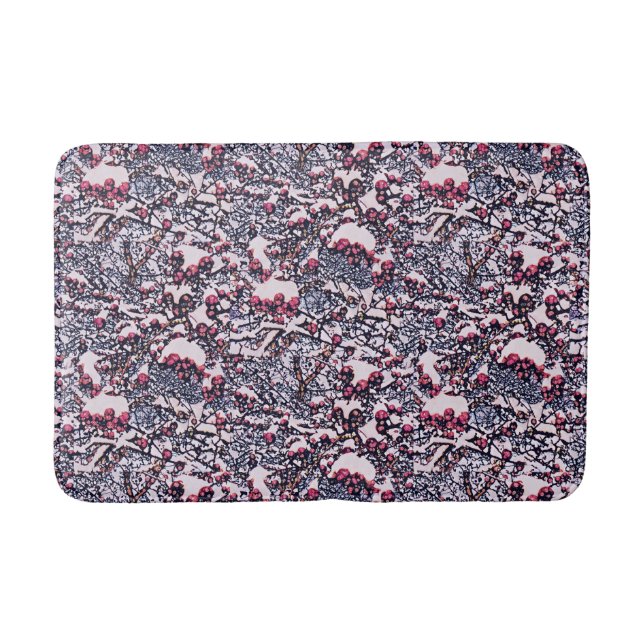 Red berries and snow. bath mat (Front)