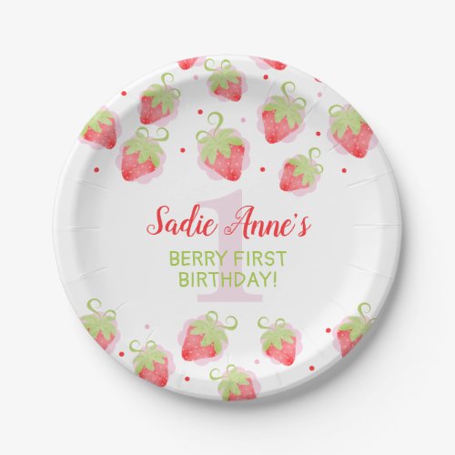 Red Berries Berry Sweet Strawberry Birthday Paper Plates