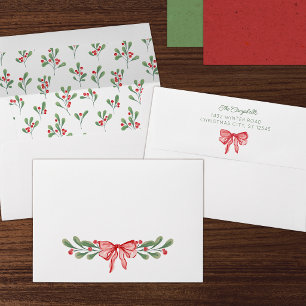 Red Berries Bow  Merry Christmas Envelope