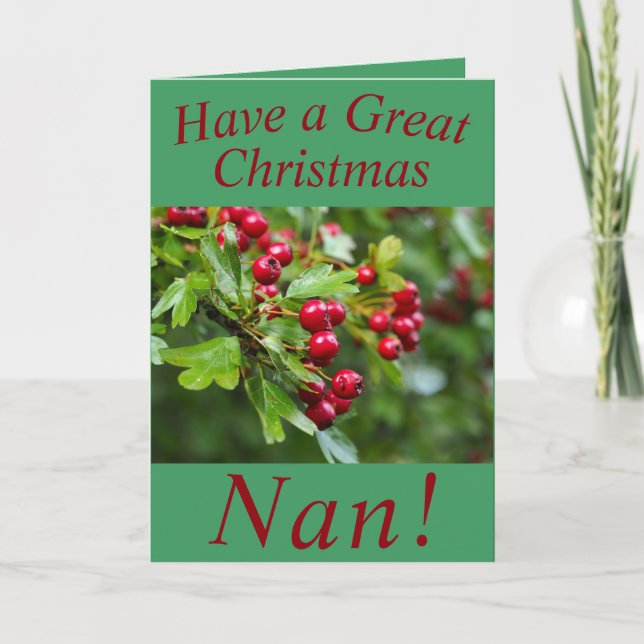 Red Berries Christmas Card for Nan (Front)