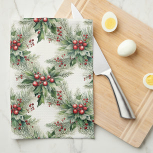 Red Berries Christmas Kitchen Towel
