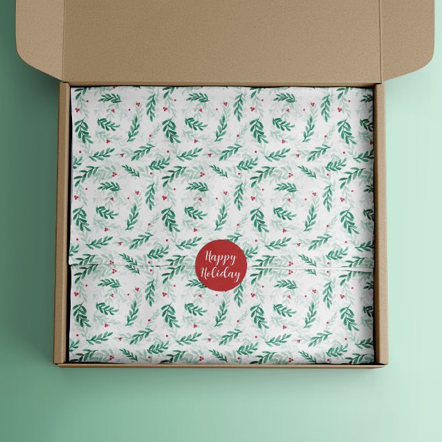 Red Berries Christmas Pattern White Tissue Paper (Creator Uploaded)